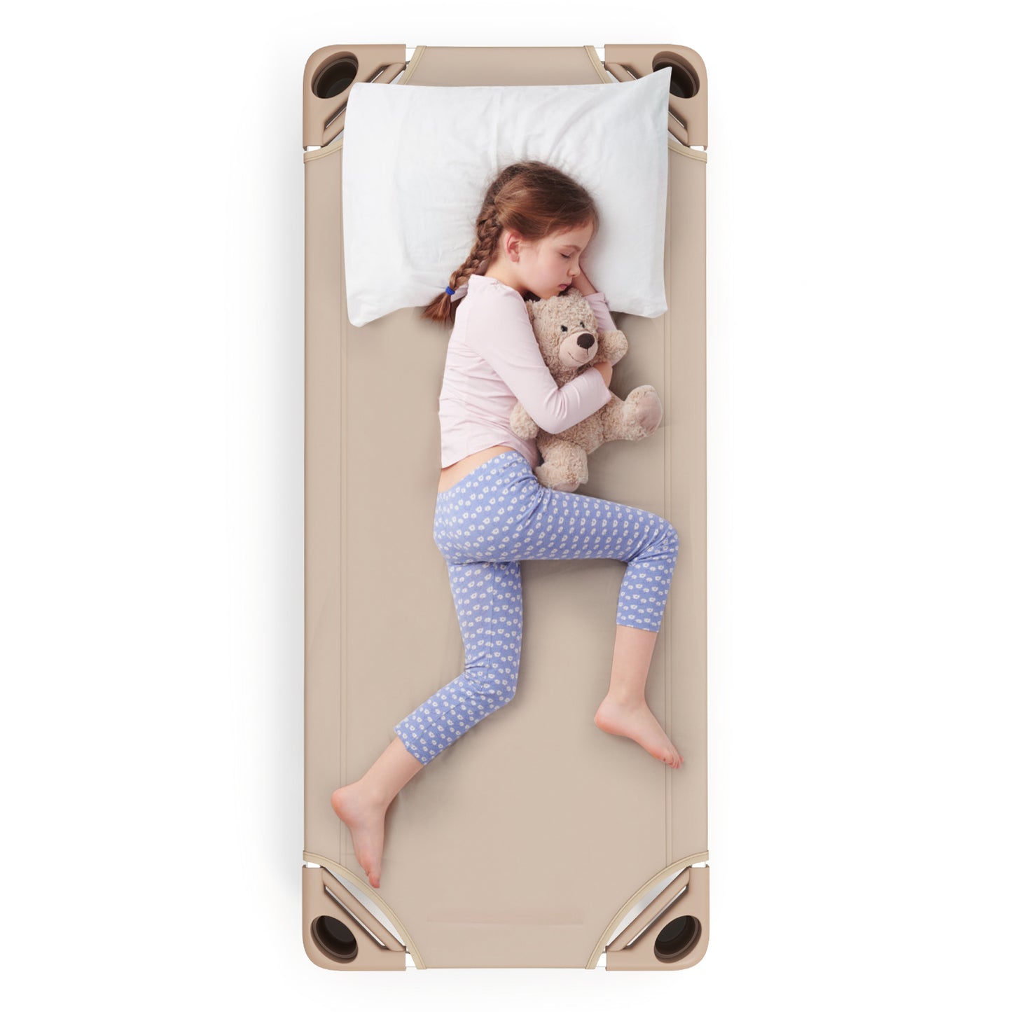 Kids Stackable Daycare Cot Pack of 6 with Detachable Oxford Cloth-Beige Kids Crystal