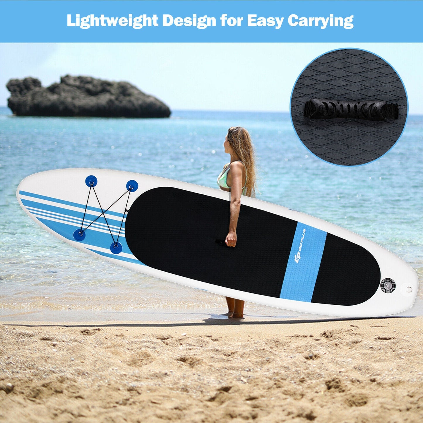 10 Feet Inflatable Stand Up Paddle Board with Carry Bag Kids Crystal