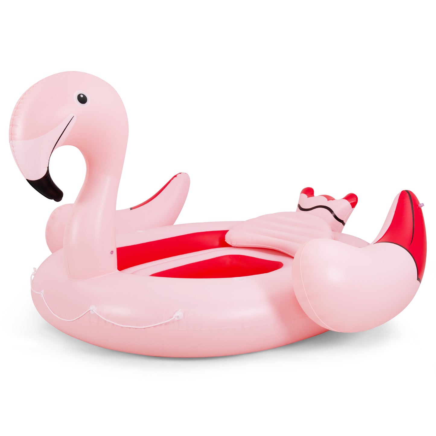 6 People Inflatable Flamingo Floating Island with 6 Cup Holders for Pool and River Kids Crystal