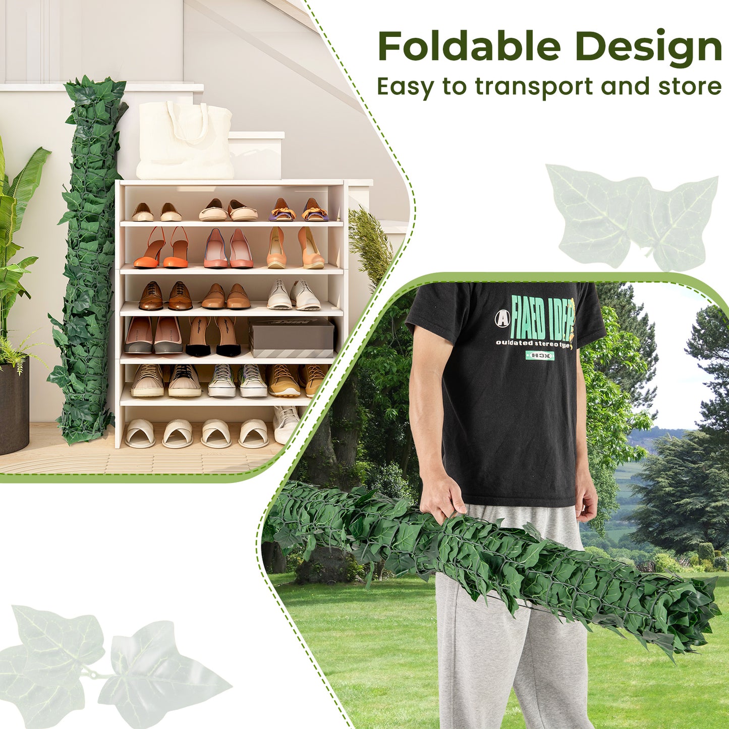 120 x 40 Inch Artificial Ivy Privacy Fence Kids Crystal