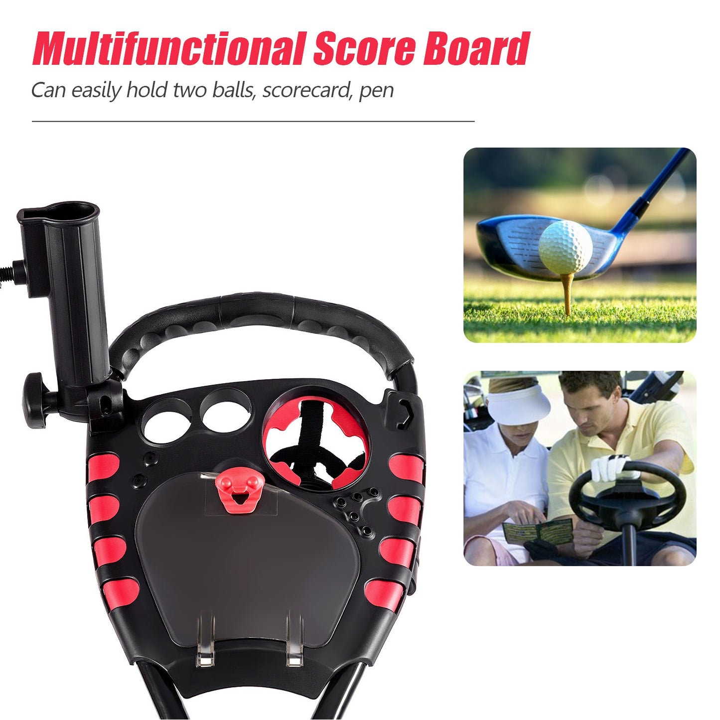 4 Wheel Folding Golf Pull Push Cart Trolley Kids Crystal