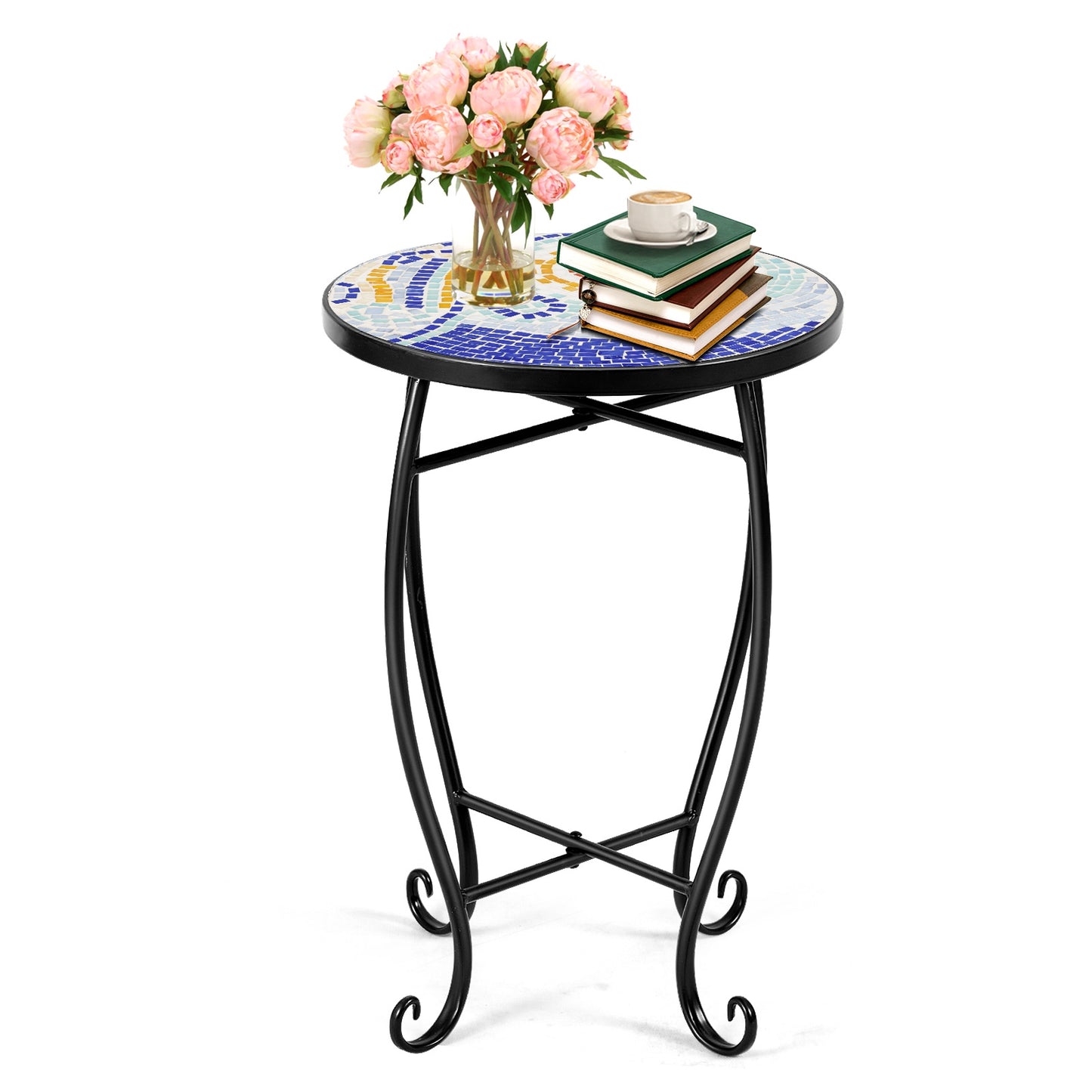 Outdoor Indoor Steel Accent Plant Stand Cobalt Table-Navy Kids Crystal