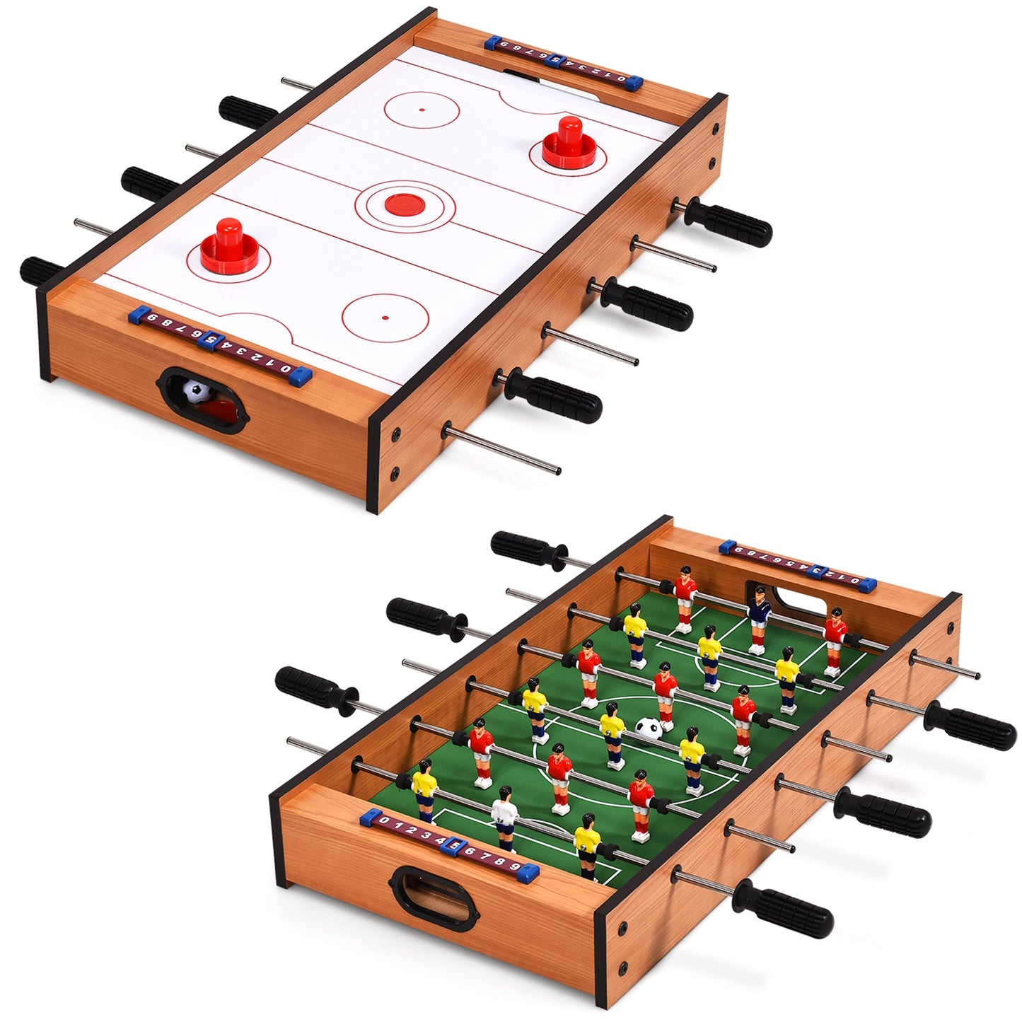 2 in 1 In/Outdoor Air Hockey Foosball Game Table Kids Crystal