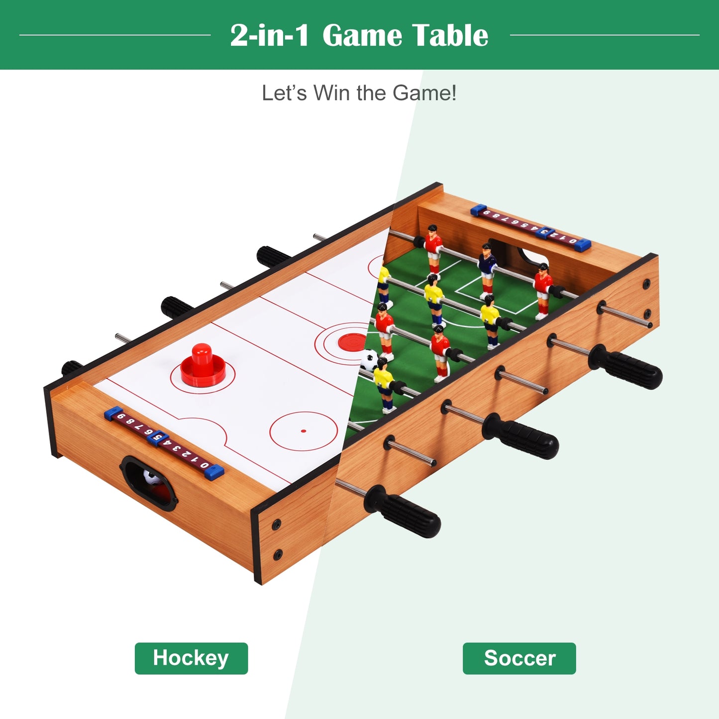 2 in 1 In/Outdoor Air Hockey Foosball Game Table Kids Crystal