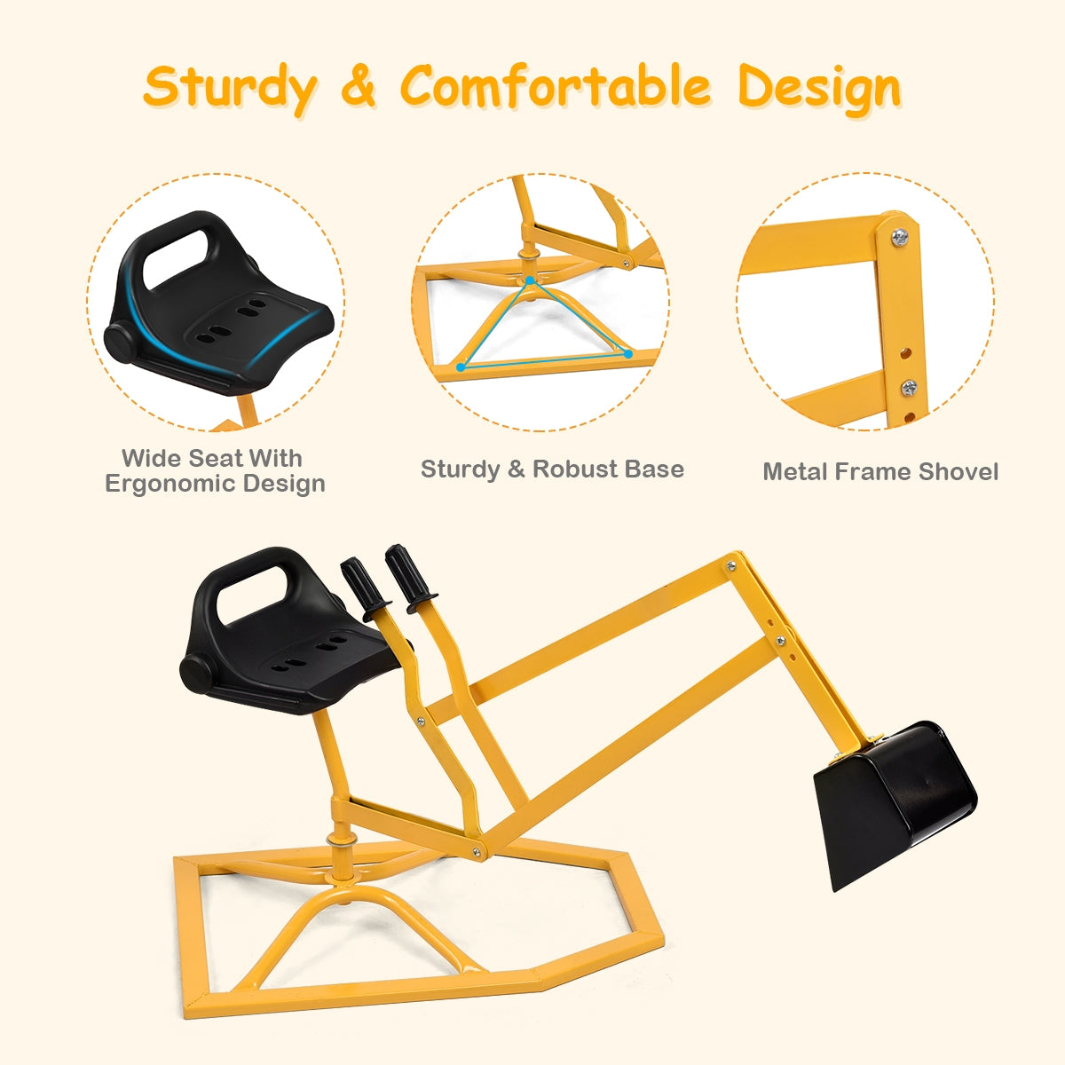 Heavy Duty Kid Ride-on Sand Digging Digger Kids Crystal