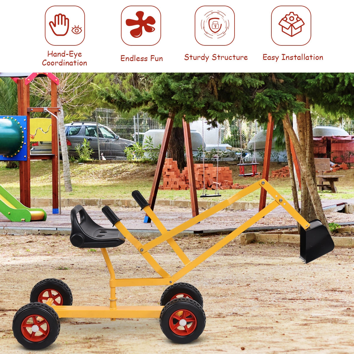 Heavy Duty Kid Ride-on 4-Wheel Excavator Sand Digger Kids Crystal