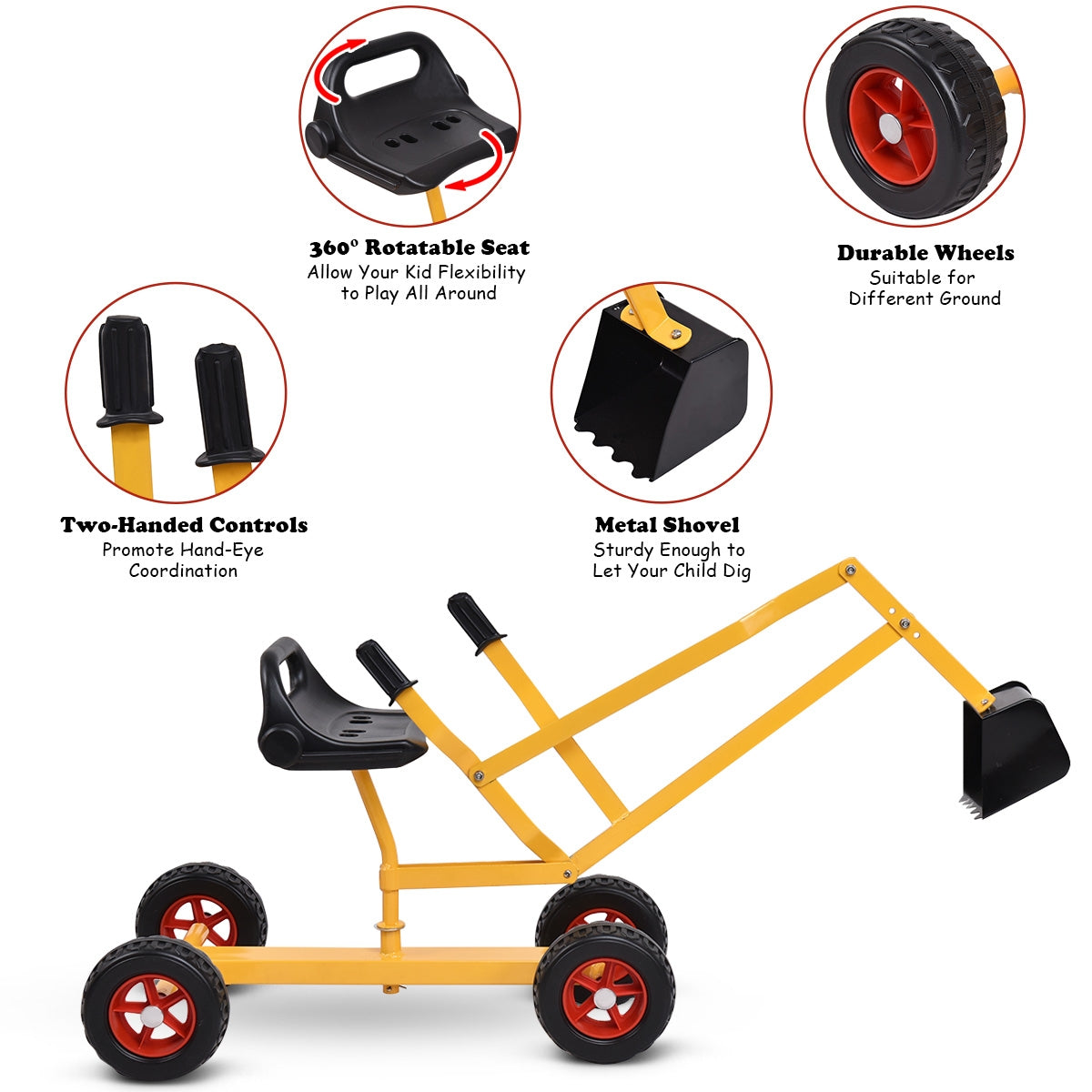 Heavy Duty Kid Ride-on 4-Wheel Excavator Sand Digger Kids Crystal