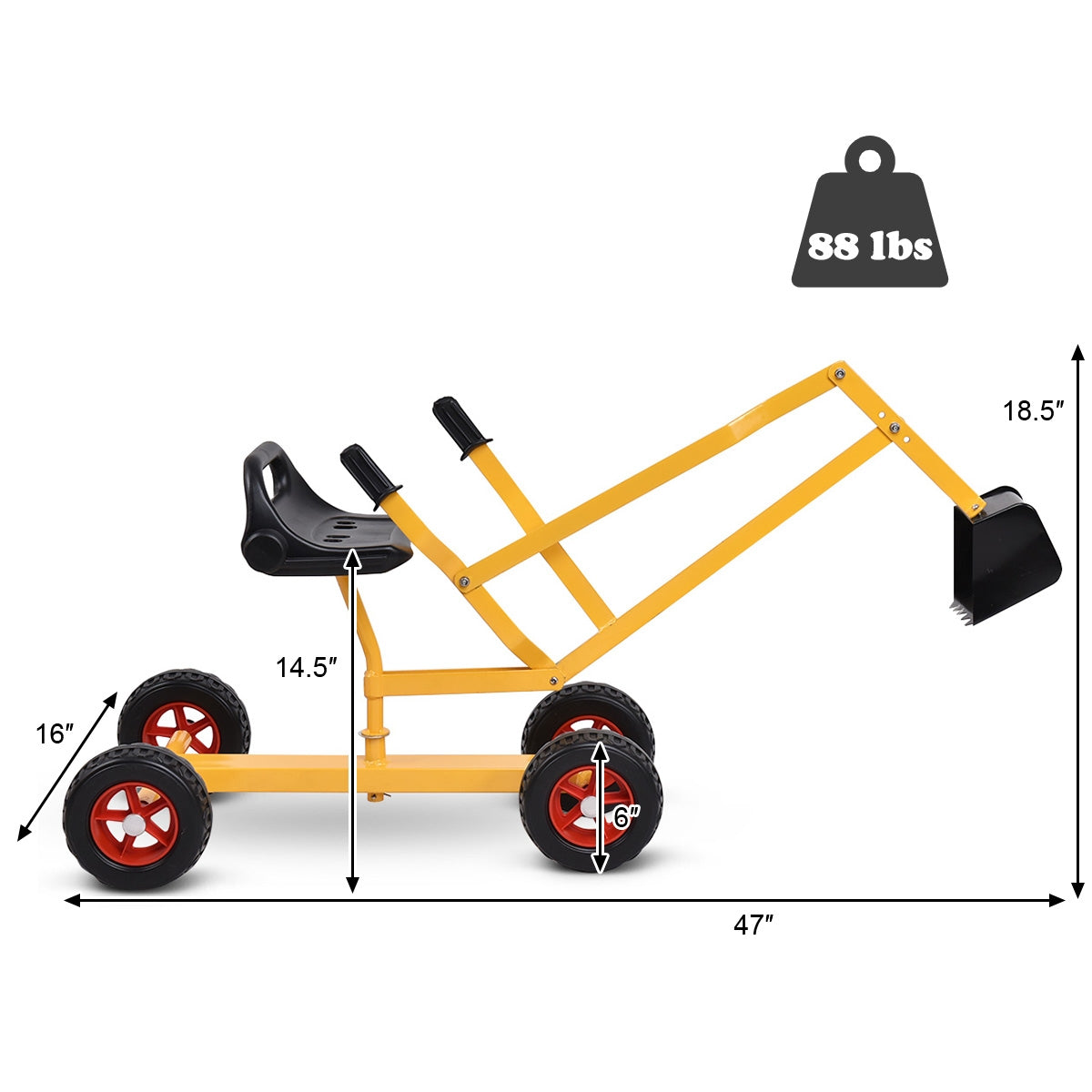 Heavy Duty Kid Ride-on 4-Wheel Excavator Sand Digger Kids Crystal