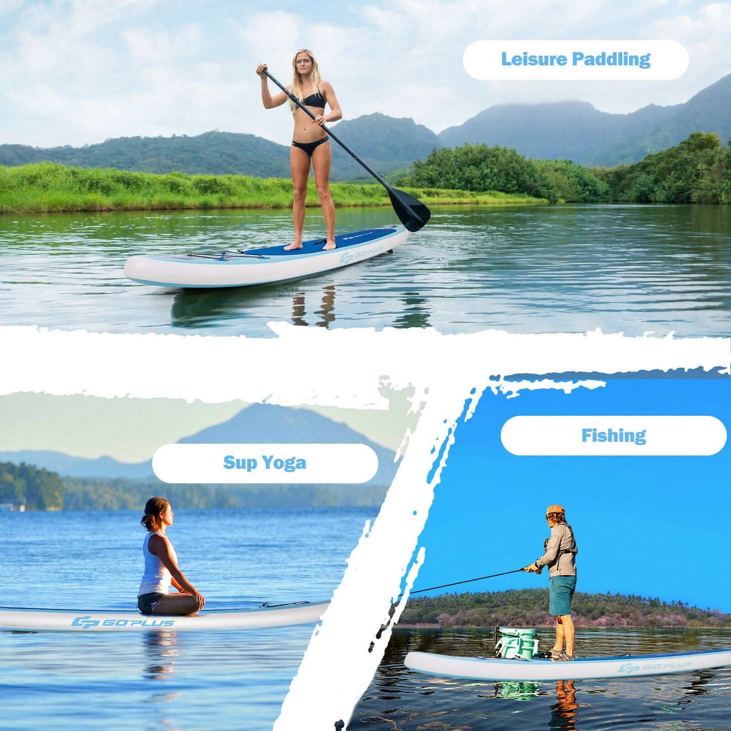 10 Feet Inflatable Stand Up Paddle Board with Adjustable Paddle Pump Kids Crystal