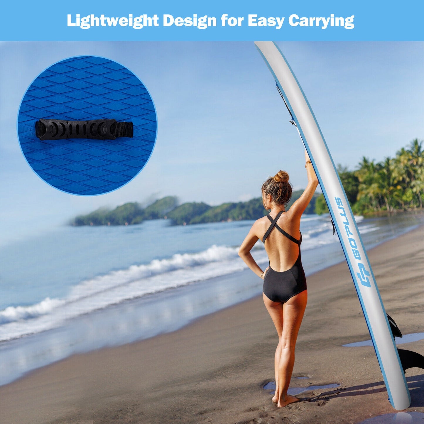 10 Feet Inflatable Stand Up Paddle Board with Adjustable Paddle Pump Kids Crystal