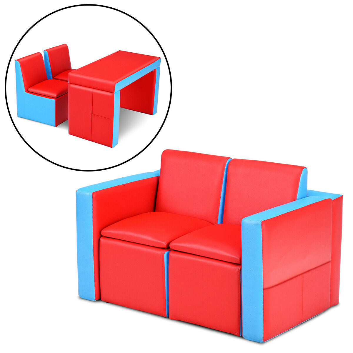 Multi-functional Kids Sofa Table Chair Set Kids Crystal