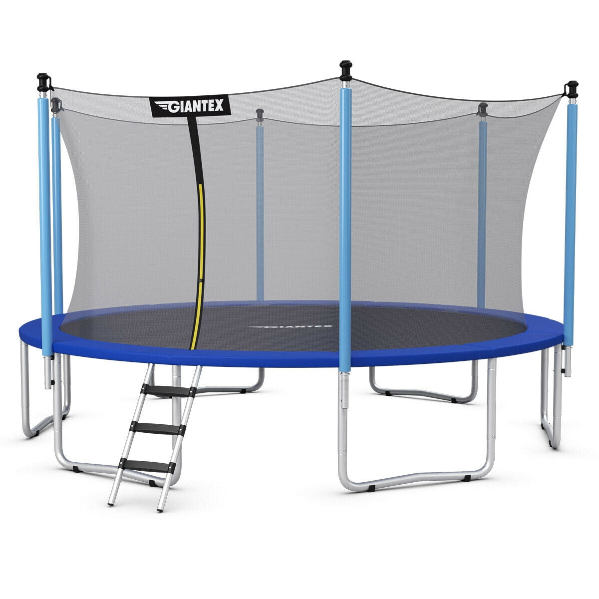 15 Feet Outdoor Bounce Trampoline with Safety Enclosure Net Kids Crystal