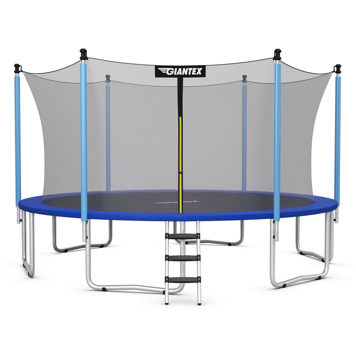 15 Feet Outdoor Bounce Trampoline with Safety Enclosure Net Kids Crystal