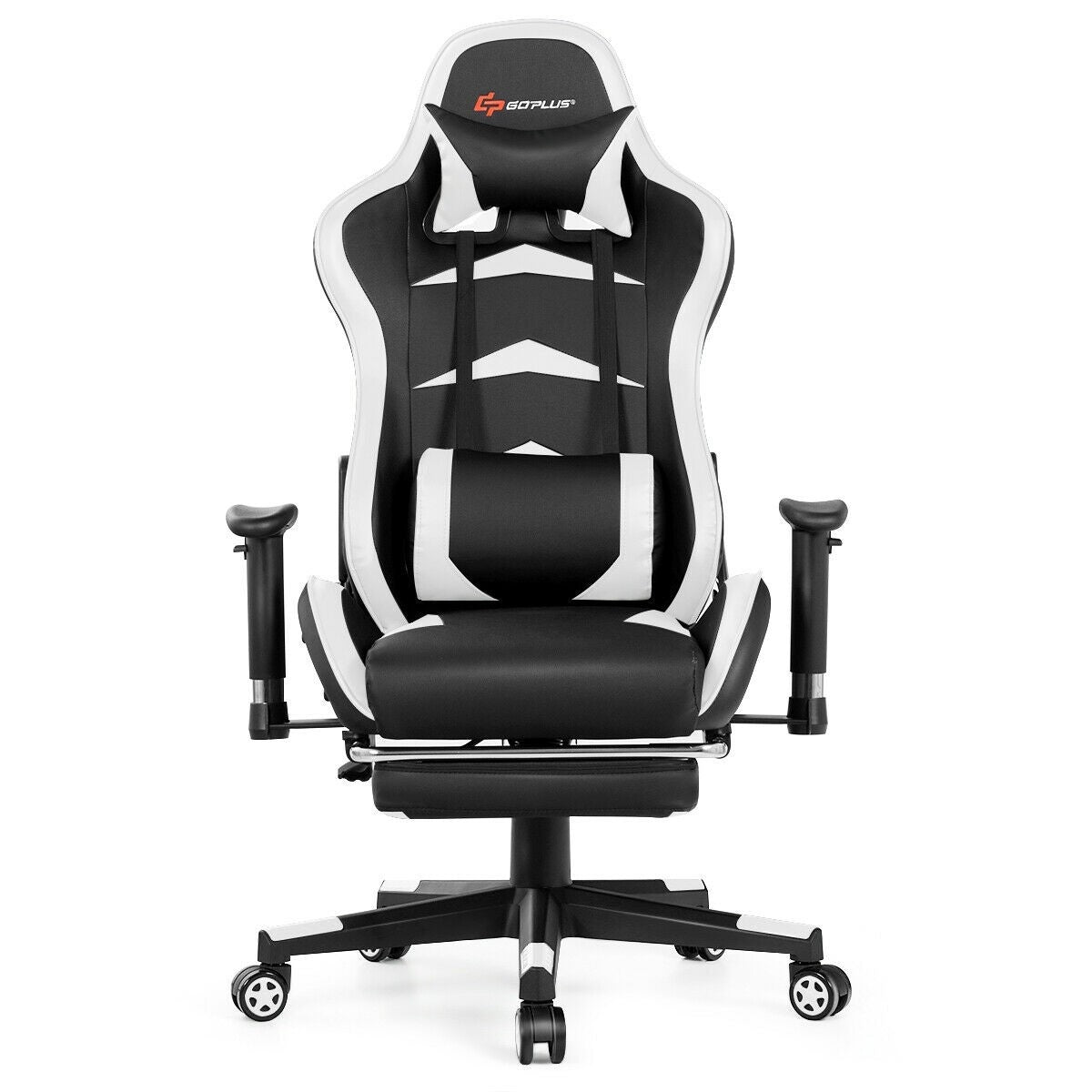 Massage Gaming Chair with Footrest-White Kids Crystal