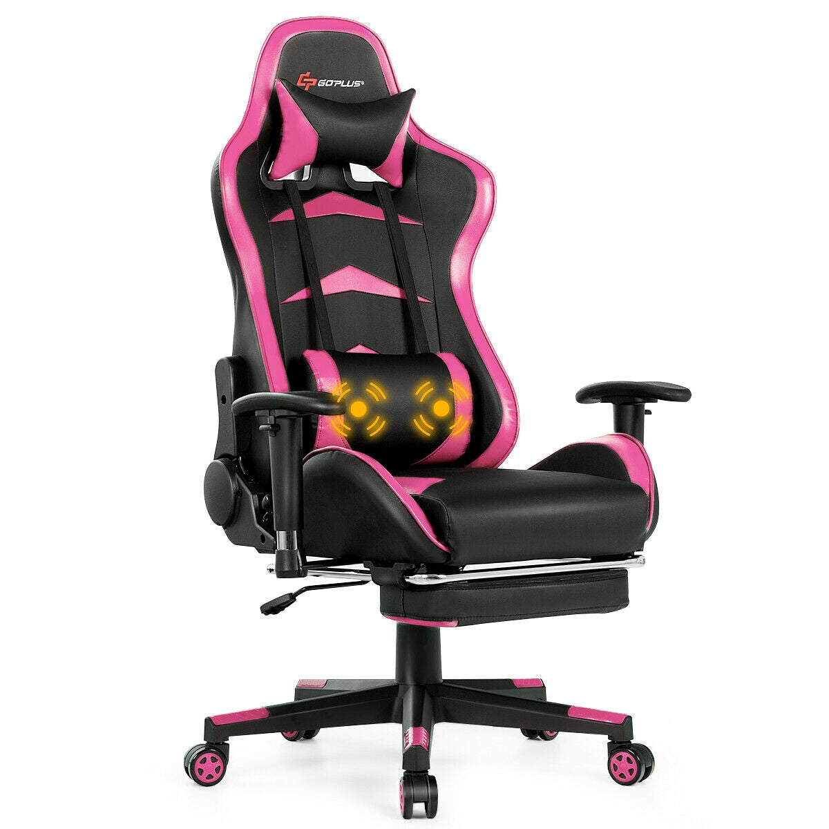 Massage Gaming Chair with Footrest-Pink Kids Crystal