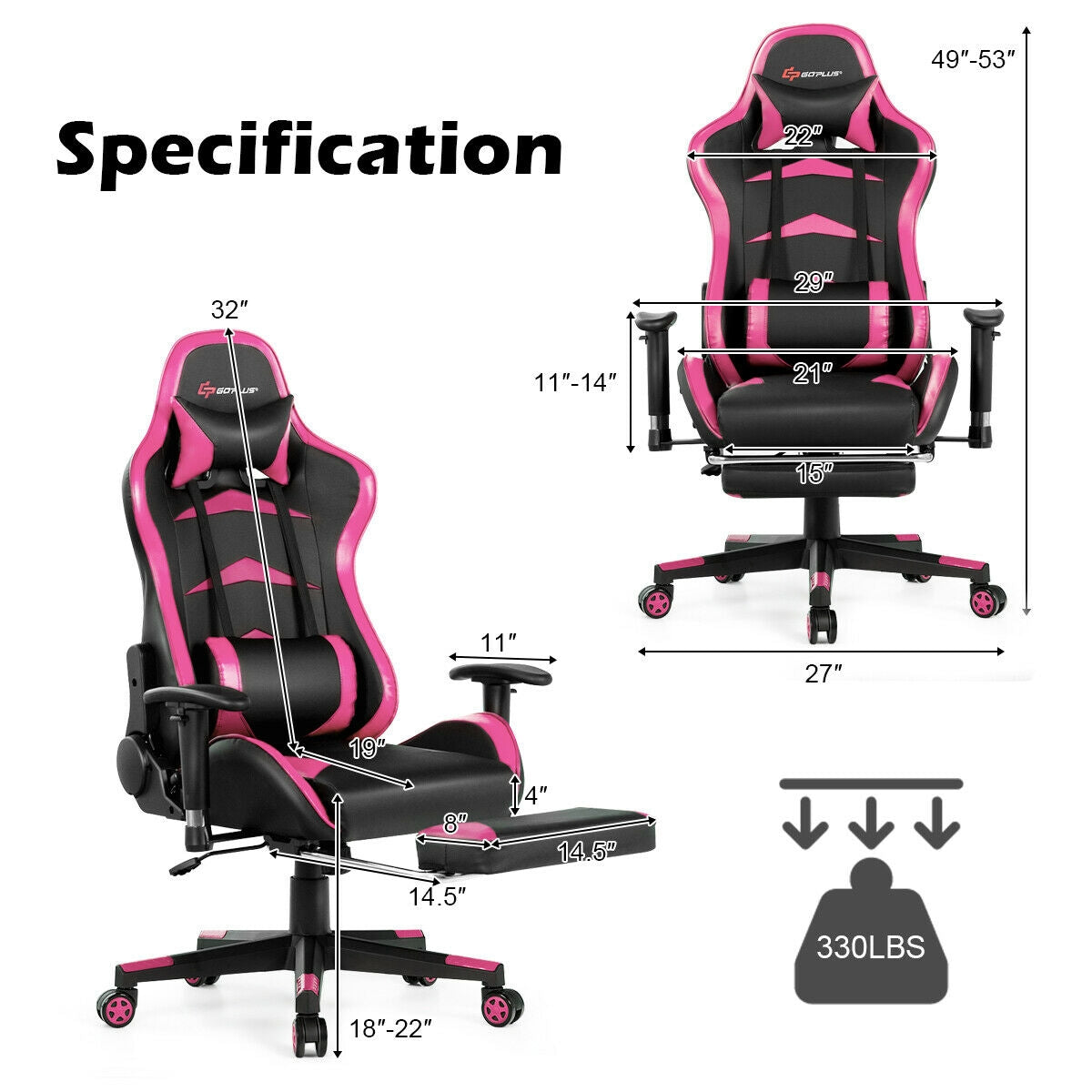 Massage Gaming Chair with Footrest-Pink Kids Crystal