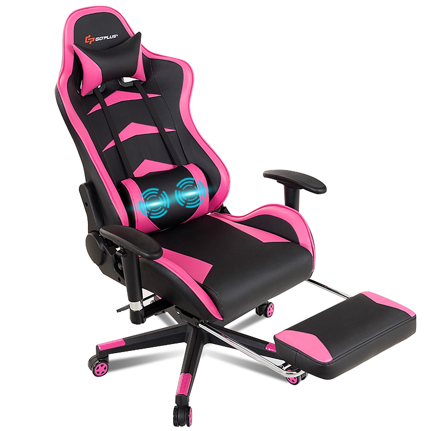 Massage Gaming Chair with Footrest-Pink Kids Crystal