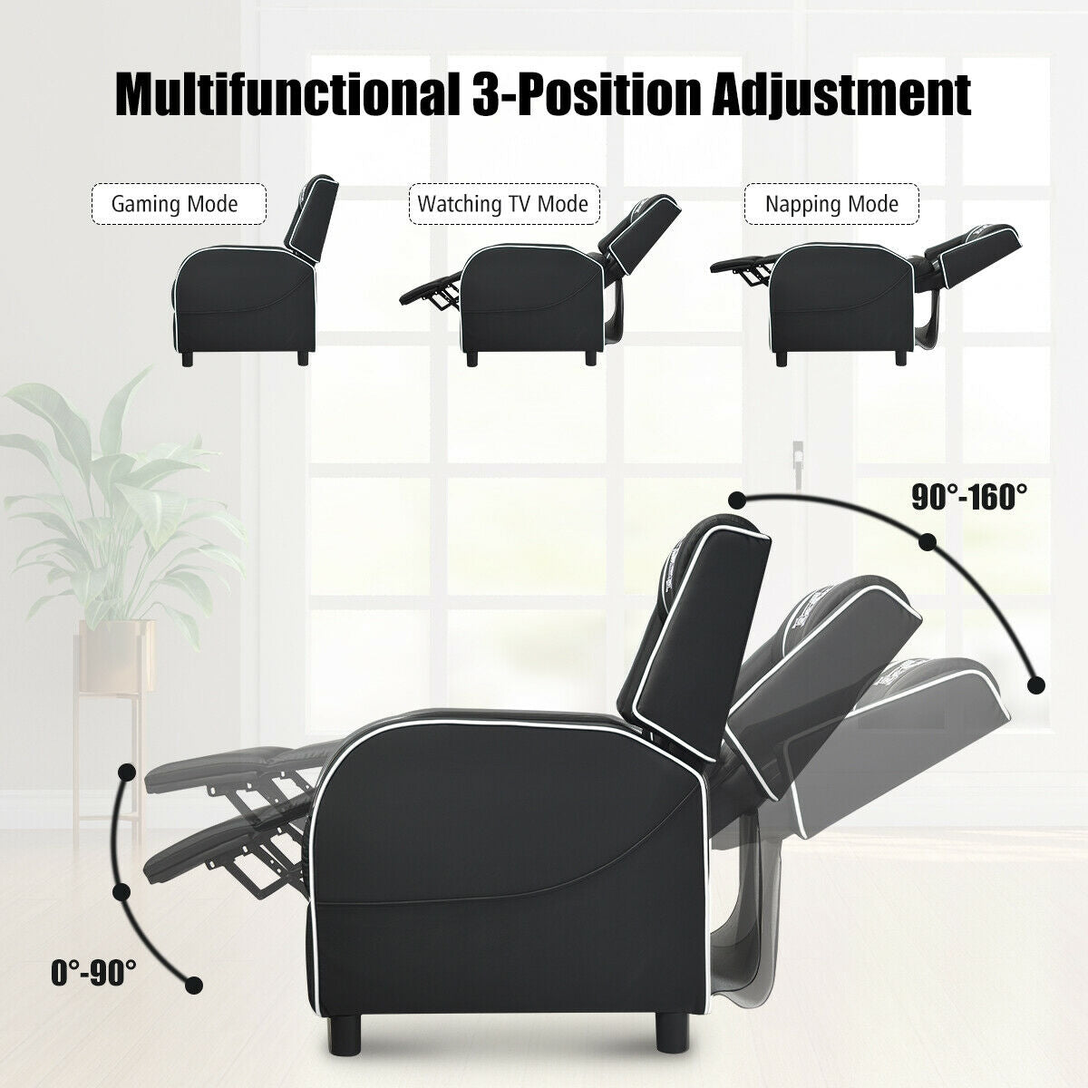 Massage Racing Gaming Single Recliner Chair-White Kids Crystal