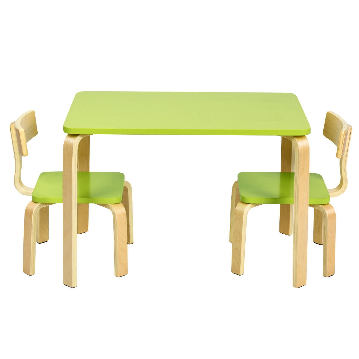 3 Piece Kids Wooden Activity Table and 2 Chairs Set-Green Kids Crystal
