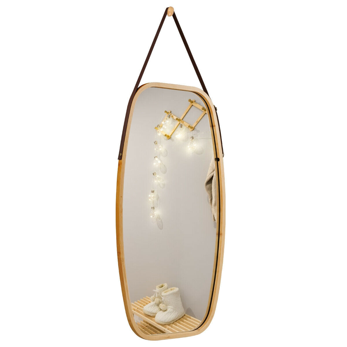 30 Inch Modern Rectangle Wall Hanging Framed Mirror Kids Crystal
