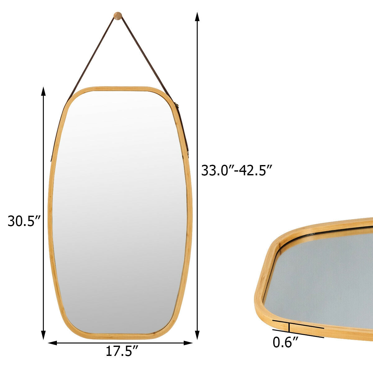 30 Inch Modern Rectangle Wall Hanging Framed Mirror Kids Crystal
