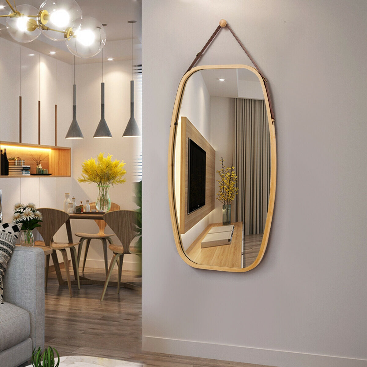 30 Inch Modern Rectangle Wall Hanging Framed Mirror Kids Crystal