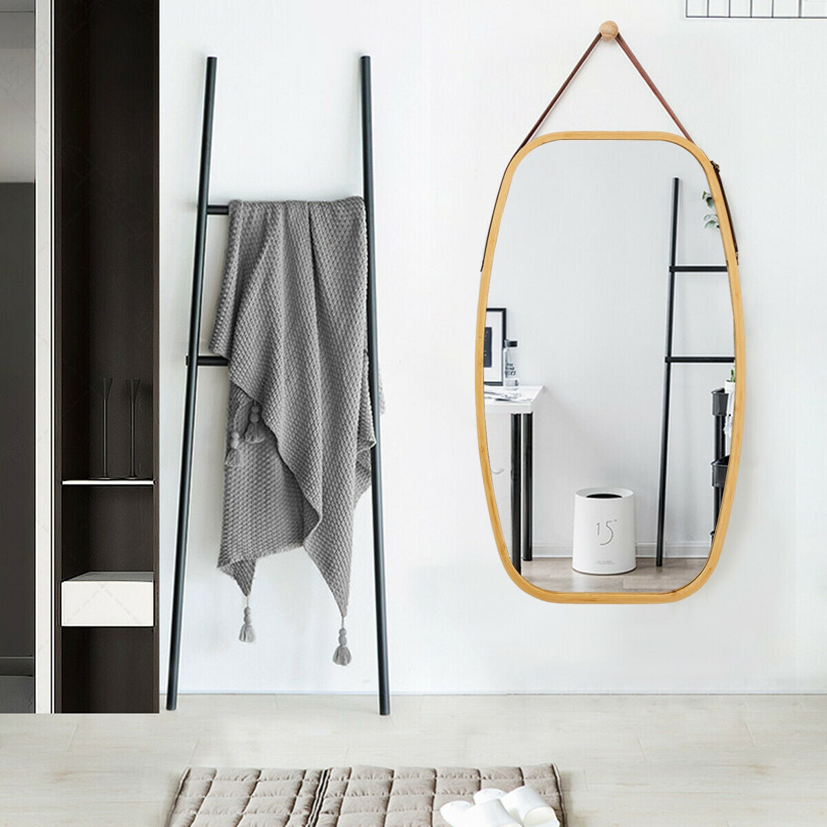 30 Inch Modern Rectangle Wall Hanging Framed Mirror Kids Crystal