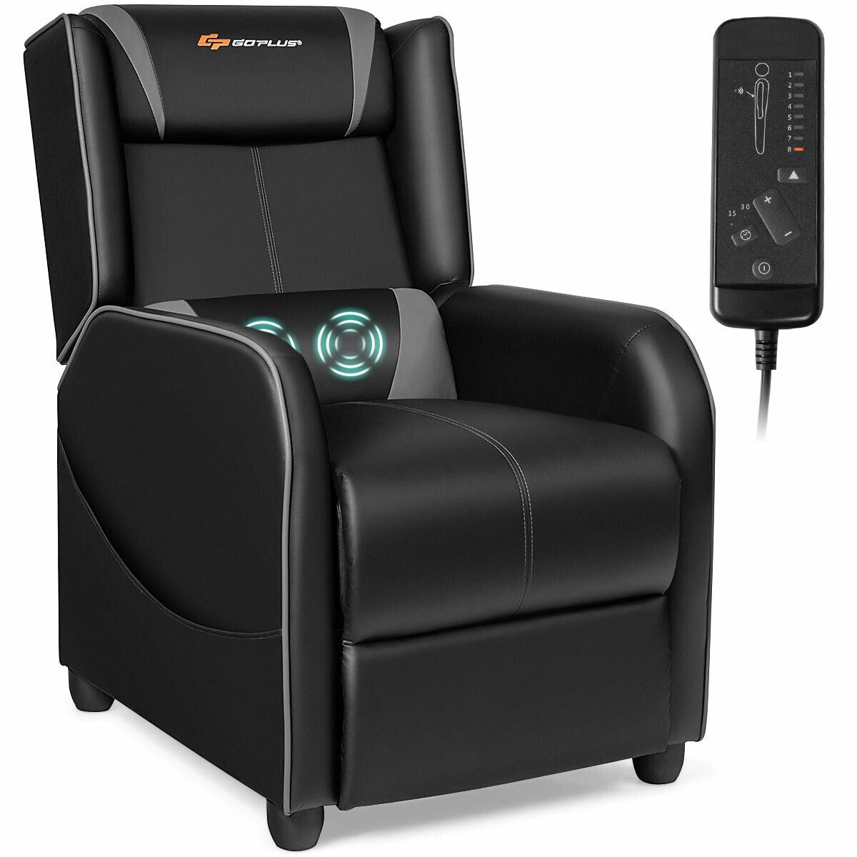Home Massage Gaming Recliner Chair-Gray Kids Crystal