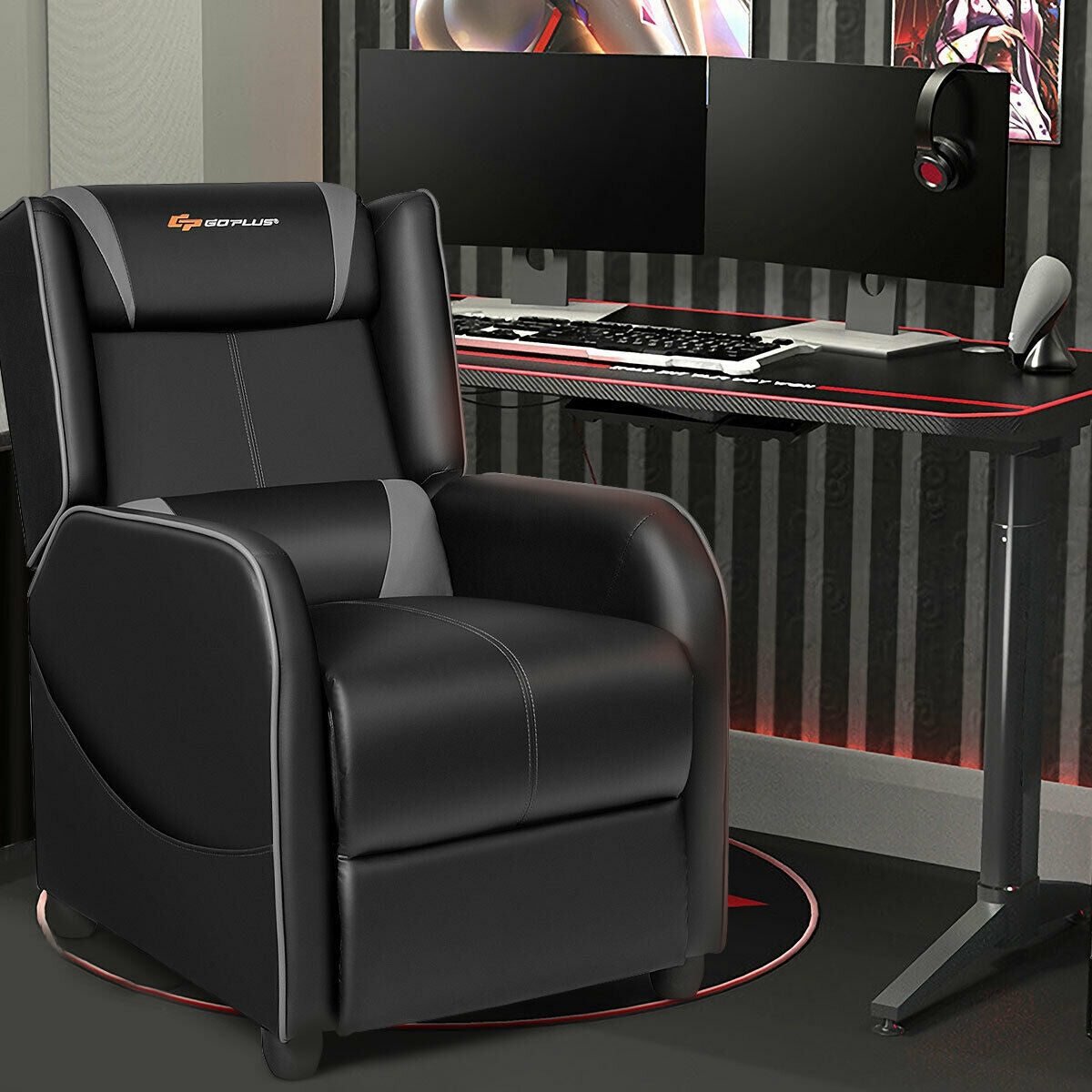 Home Massage Gaming Recliner Chair-Gray Kids Crystal
