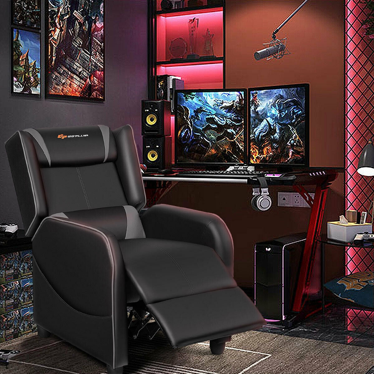 Home Massage Gaming Recliner Chair-Gray Kids Crystal