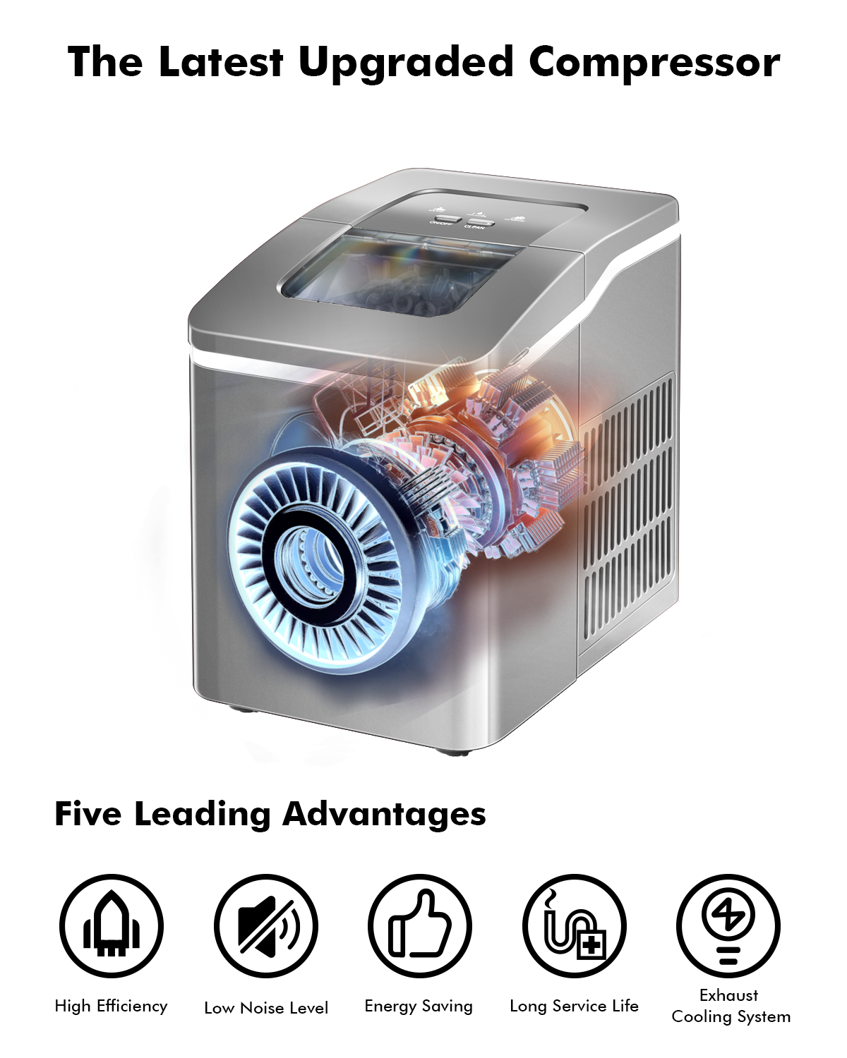 26lbs/24h Portable Countertop Ice Maker Machine with Scoop 9 Ice Cubes Ready in 8 minutes-Silver Kids Crystal