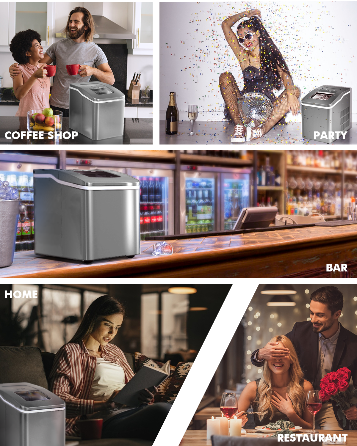 26lbs/24h Portable Countertop Ice Maker Machine with Scoop 9 Ice Cubes Ready in 8 minutes-Silver Kids Crystal