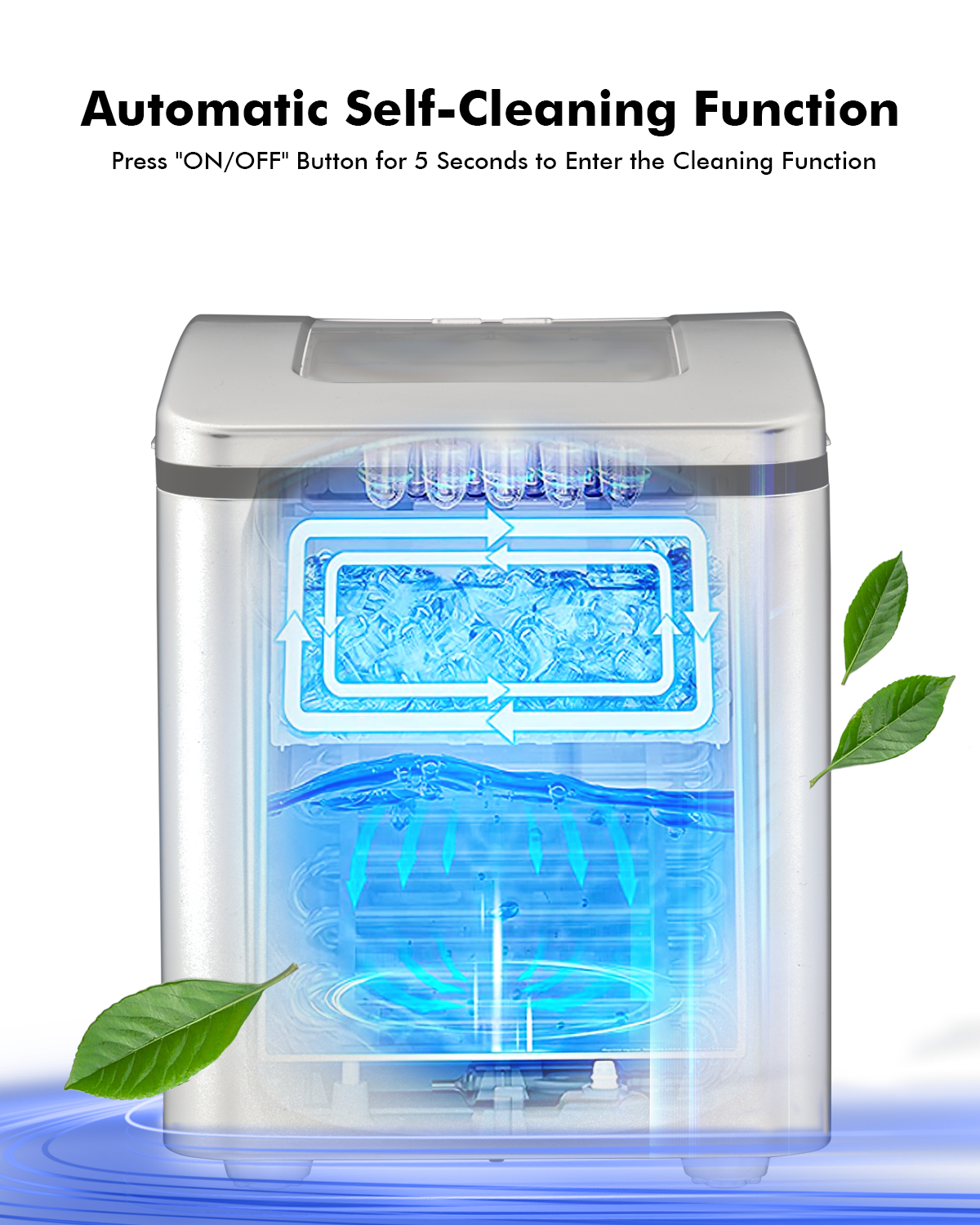 26lbs/24h Portable Countertop Ice Maker Machine with Scoop 9 Ice Cubes Ready in 8 minutes-Silver Kids Crystal