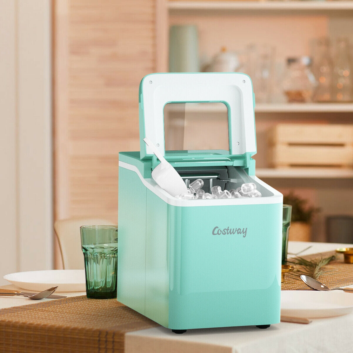 Portable Countertop Ice Maker Machine with Scoop-Green Kids Crystal
