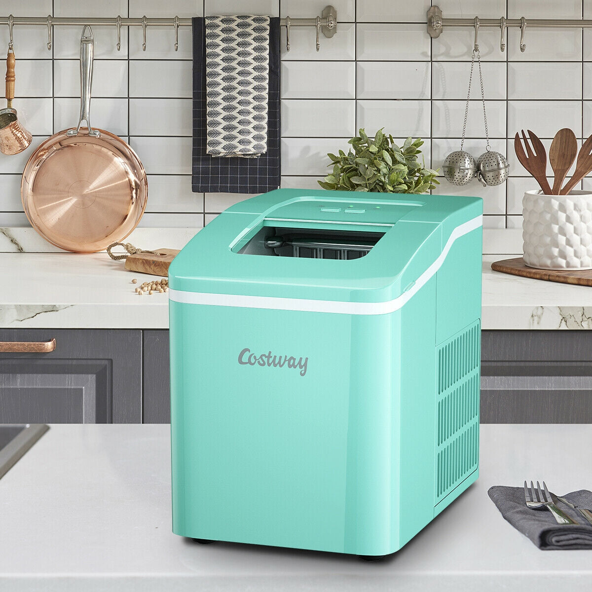 Portable Countertop Ice Maker Machine with Scoop-Green Kids Crystal
