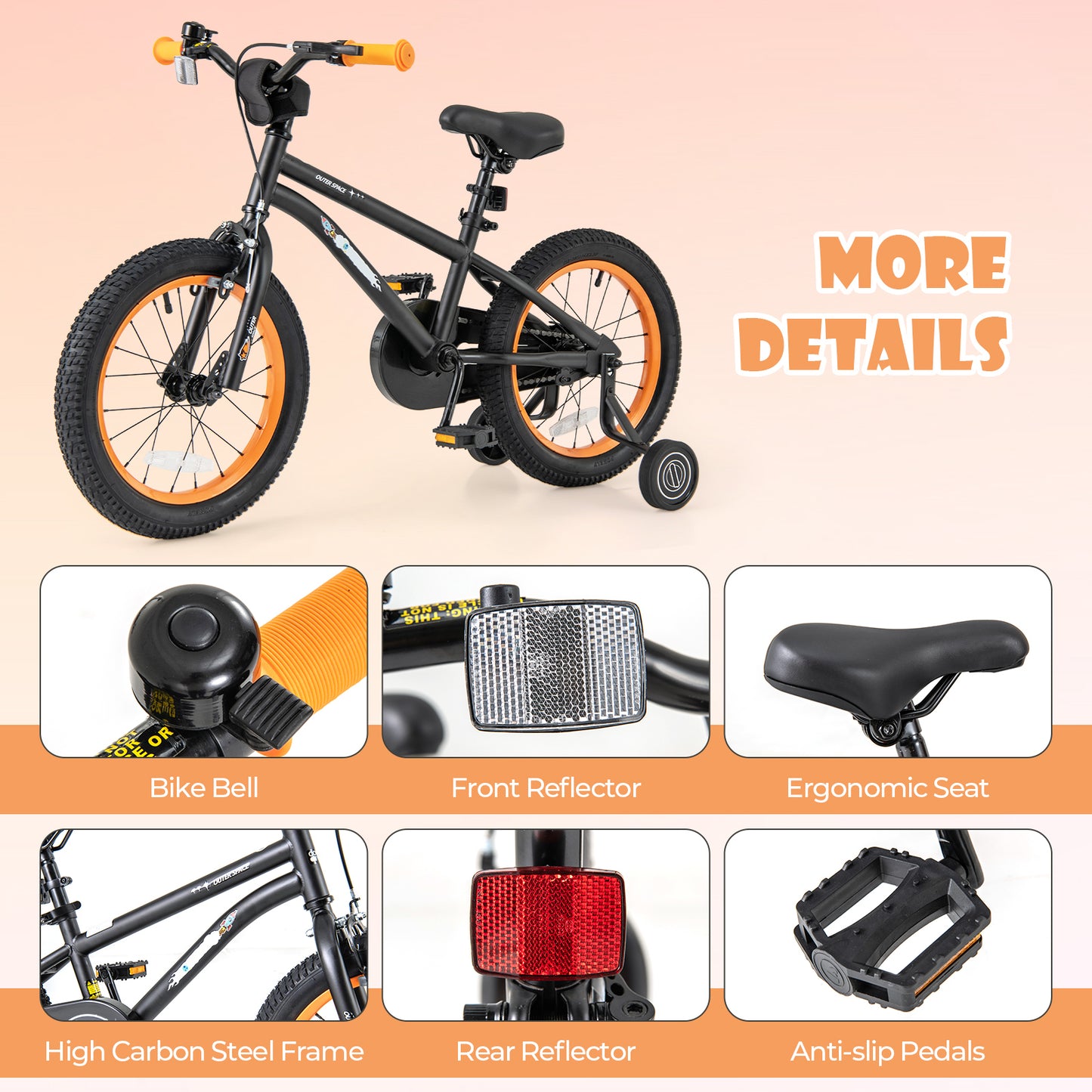 16-Inch Kids Bike Sport Bicycle for 4-7 Years Old with Adjustable Seat and Reflectors-16 inches Kids Crystal