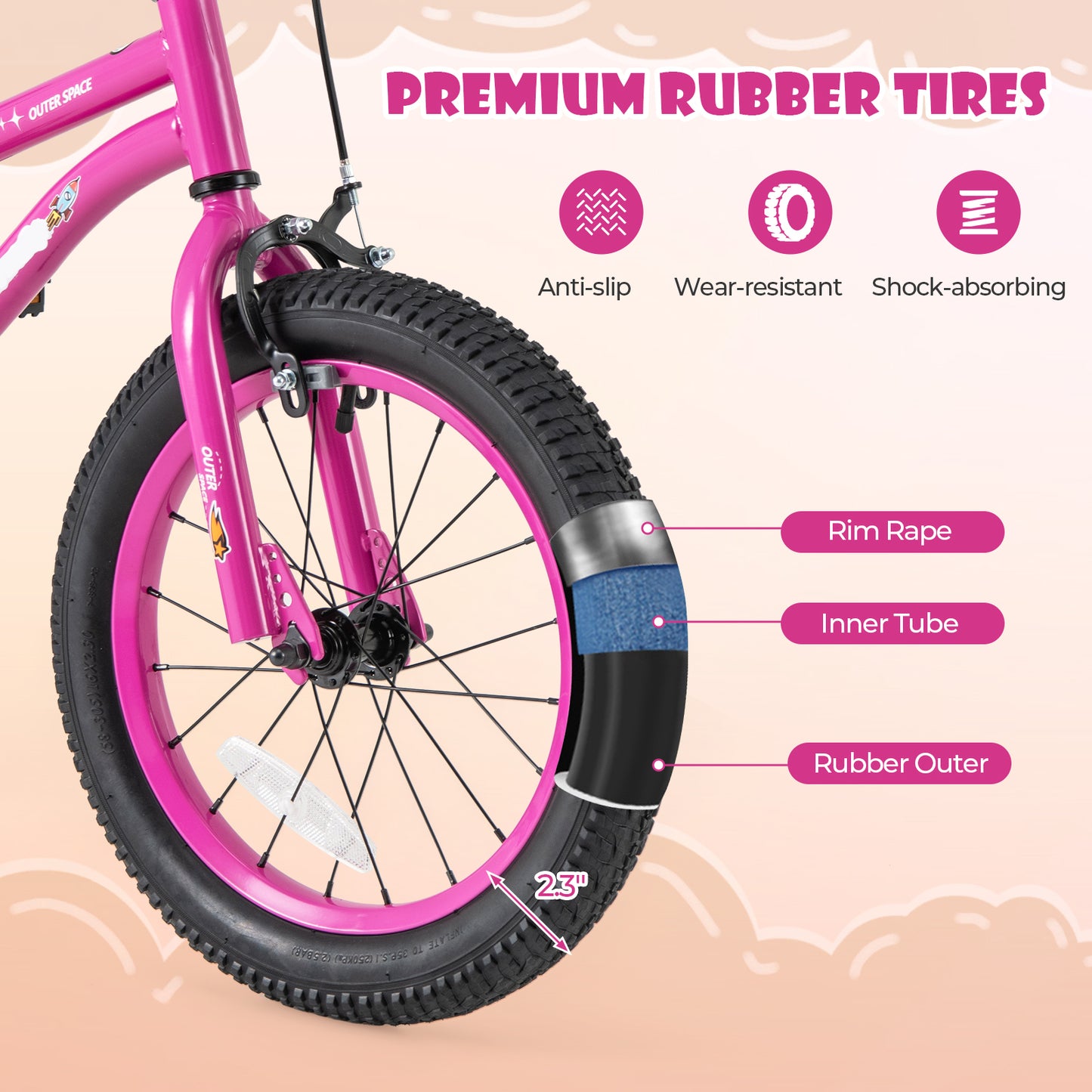 16-Inch Kids Bike for 4-7 Years Old Adjustable with Removable Training Wheels-16 inches Kids Crystal