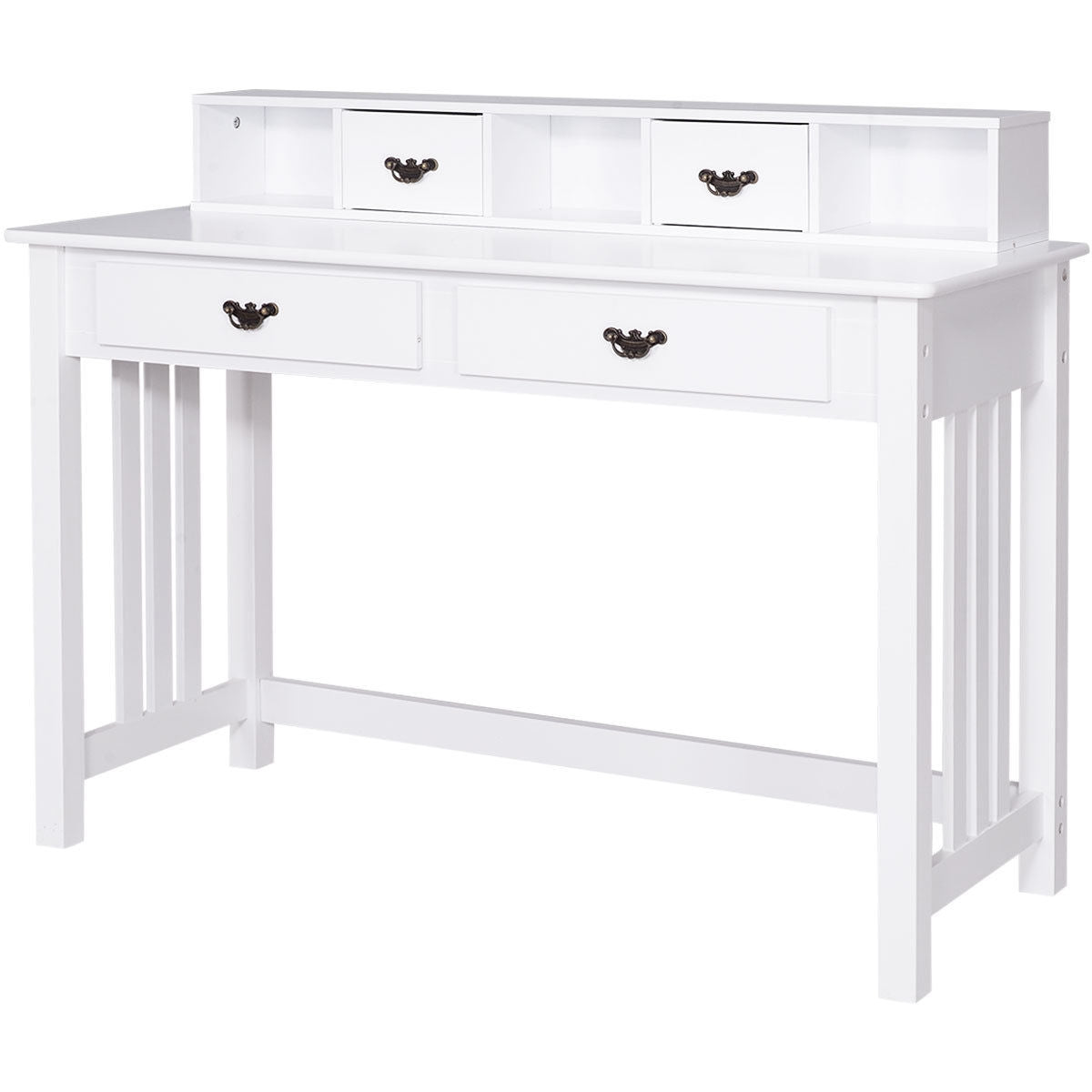 Home Office Writing Mission Computer Desk with 4-Drawer Kids Crystal
