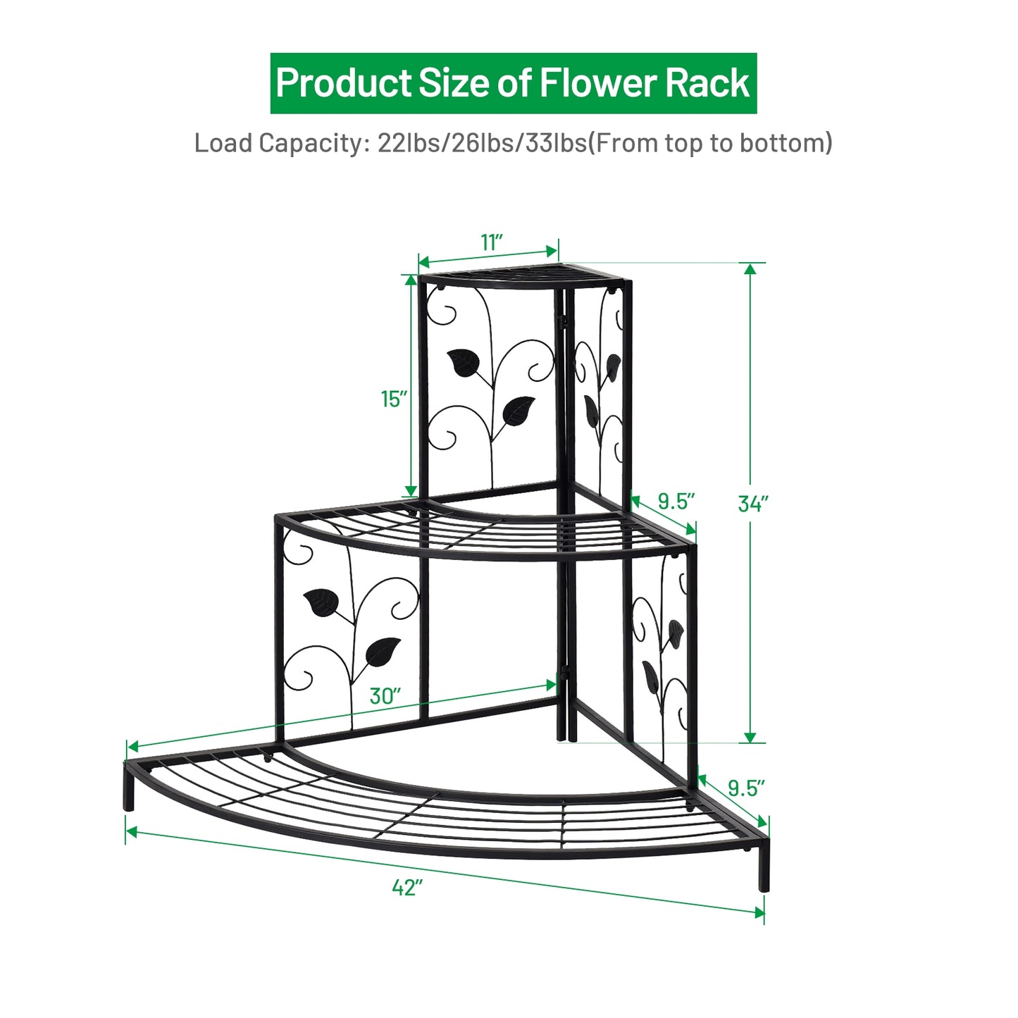 3 Tier Floral Corner Metal Plant Pot Rack Kids Crystal