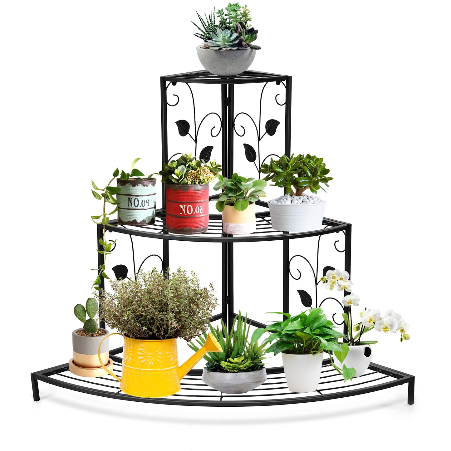 3 Tier Floral Corner Metal Plant Pot Rack Kids Crystal