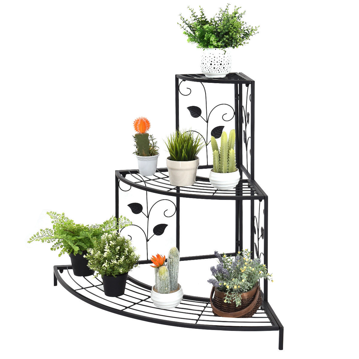 3 Tier Floral Corner Metal Plant Pot Rack Kids Crystal