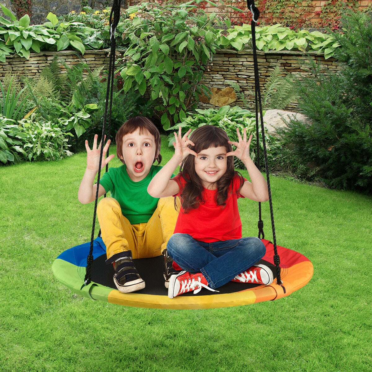 40 Inch Flying Saucer Tree Swing Outdoor Play for Kids Kids Crystal