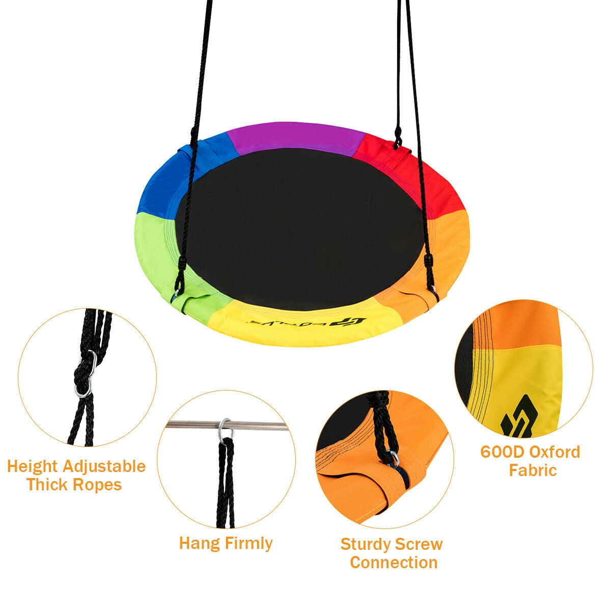 40 Inch Flying Saucer Tree Swing Outdoor Play for Kids Kids Crystal