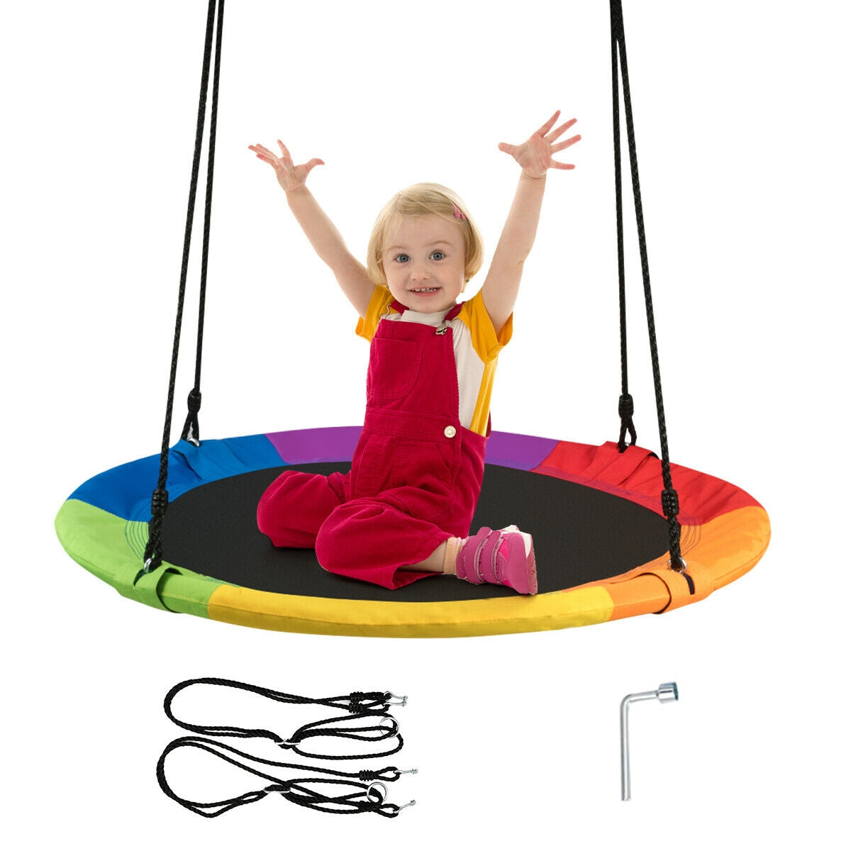 40 Inch Flying Saucer Tree Swing Outdoor Play for Kids Kids Crystal
