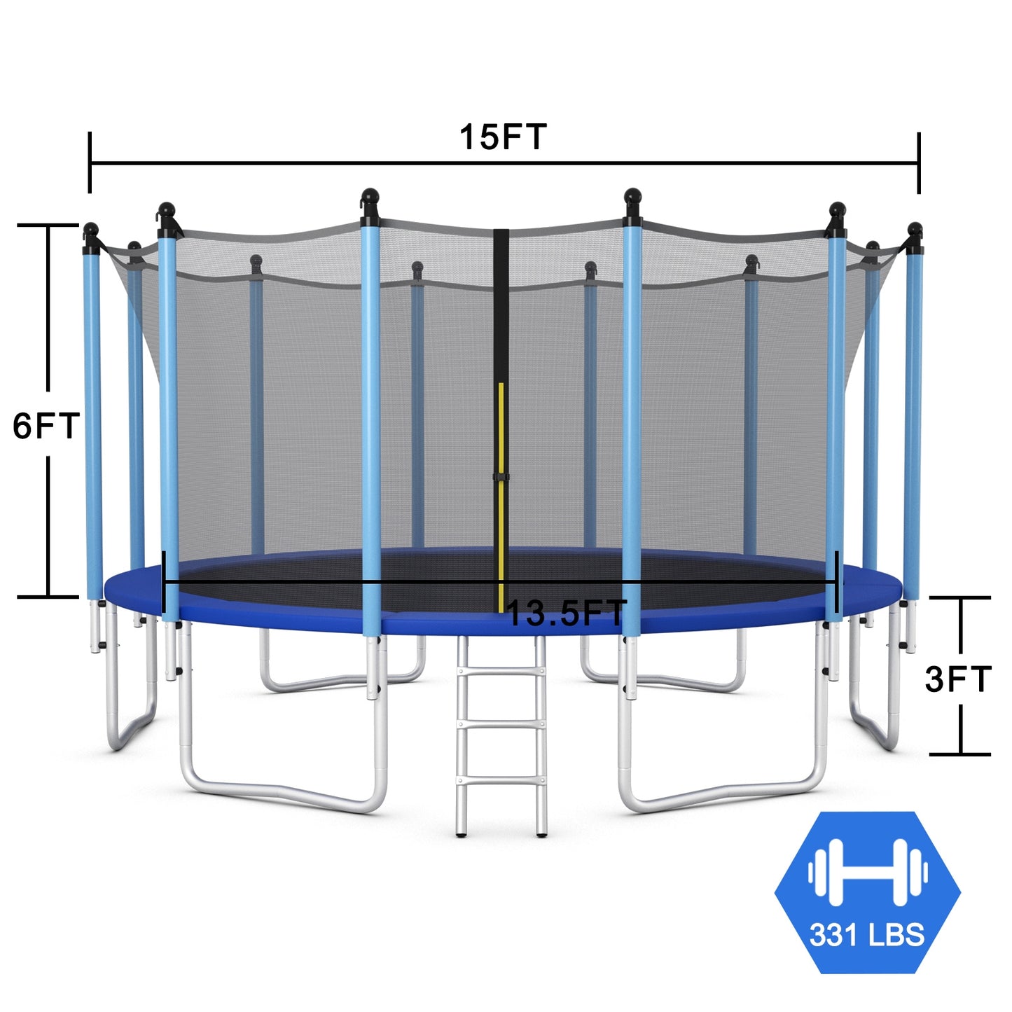 Outdoor Trampoline with Safety Closure Net-15 ft Kids Crystal