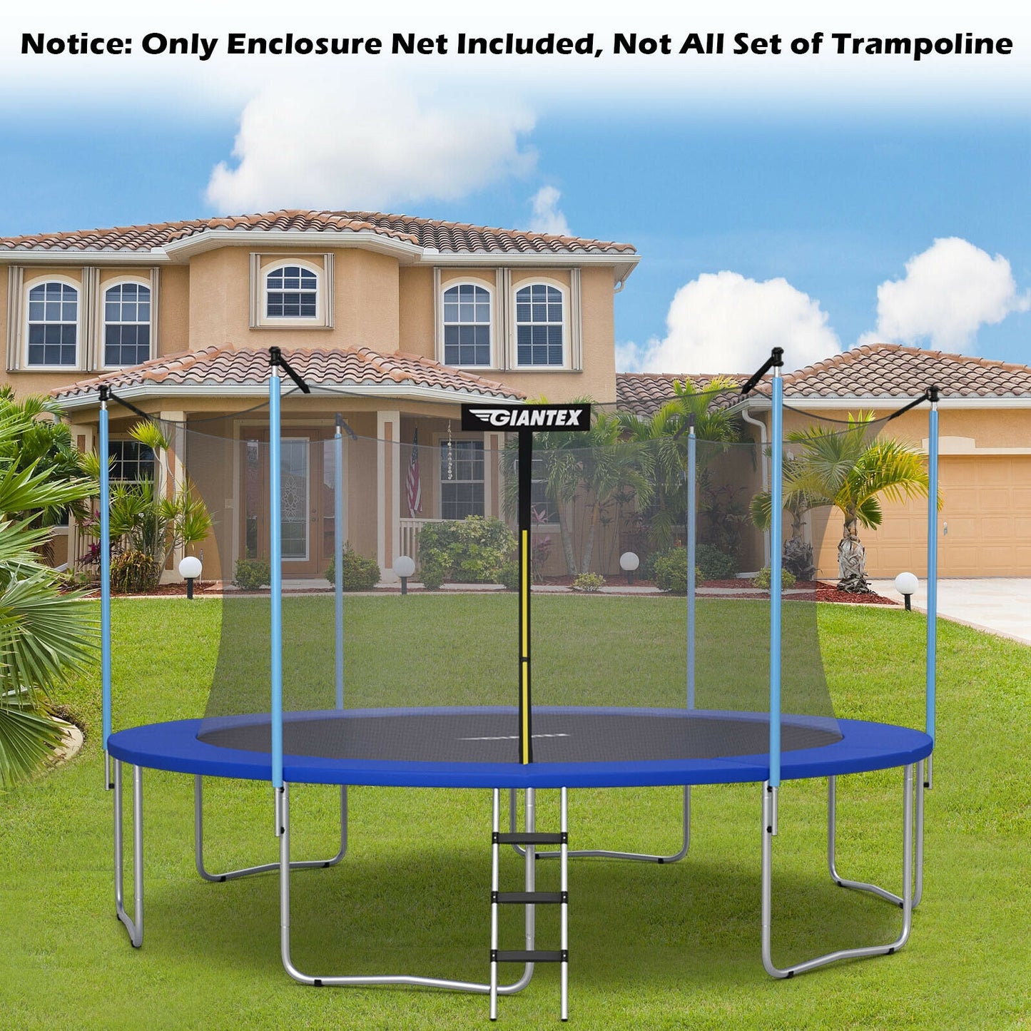 Replacement Weather-Resistant Trampoline Safety Enclosure Net-15 ft Kids Crystal
