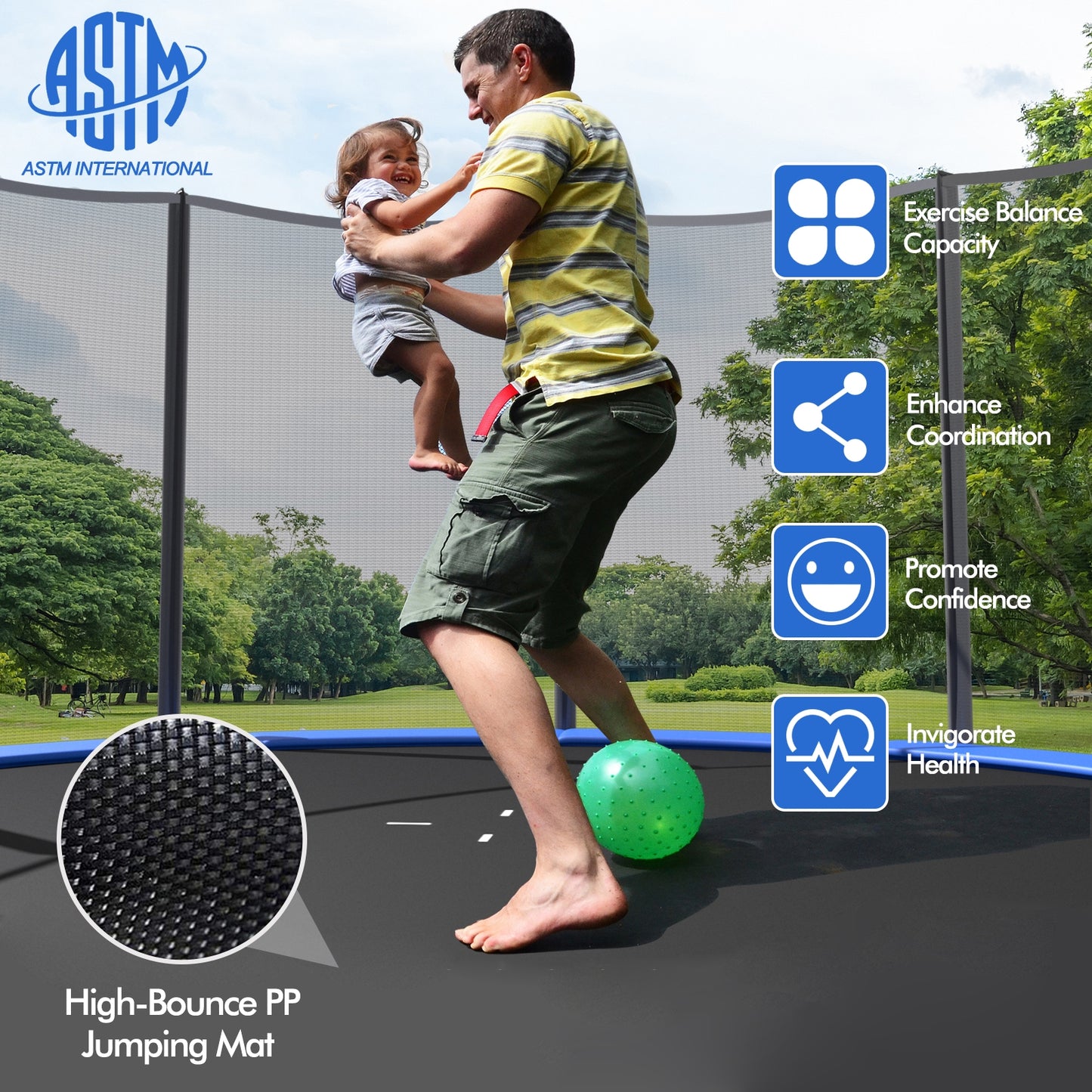 8/10/12/14/15/16 Feet Outdoor Trampoline Bounce Combo with Safety Closure Net Ladder-16 ft Kids Crystal
