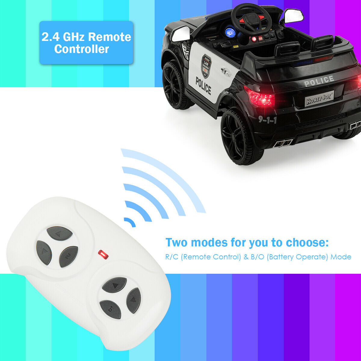12V Kids Electric Ride On Car with Remote Control-Black Kids Crystal