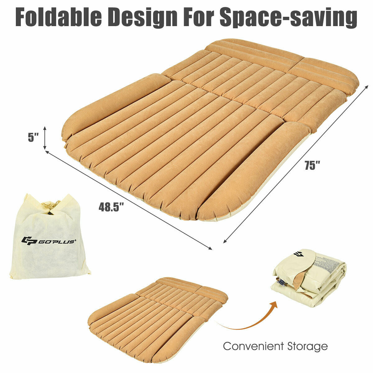 Inflatable SUV Air Backseat Mattress Travel Pad with Pump Camping and Pillow Kids Crystal