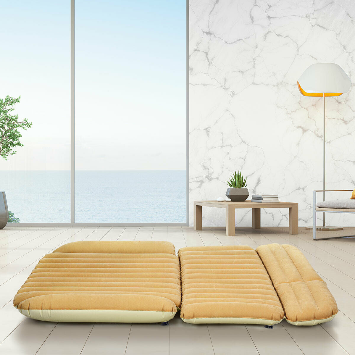 Inflatable SUV Air Backseat Mattress Travel Pad with Pump Camping and Pillow Kids Crystal